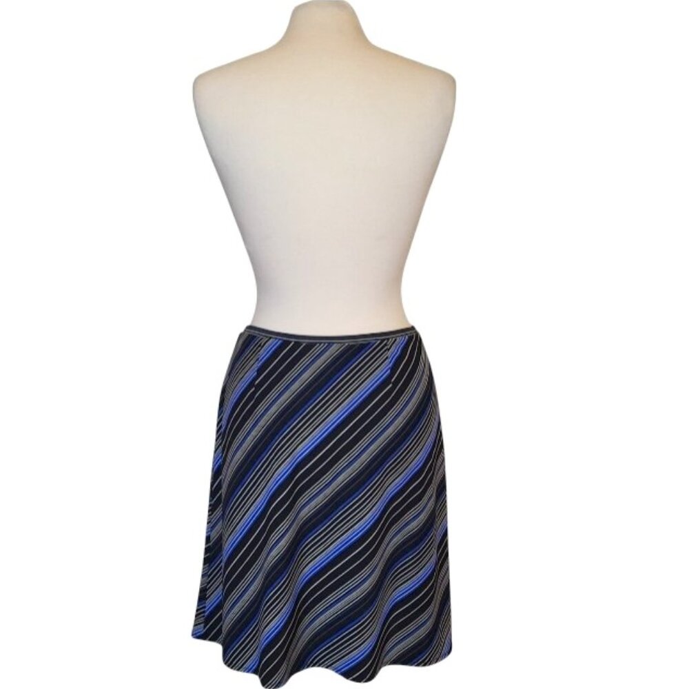 Y2K Express Black, Purple, Gray Striped Knee-length Elastic Waist Skirt - M